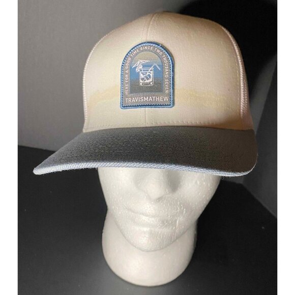 Lot of 2 Travis Mathew Hats: 1 Snapback + 1 Fitted L/XL White Cap READ DESC - Picture 2 of 16